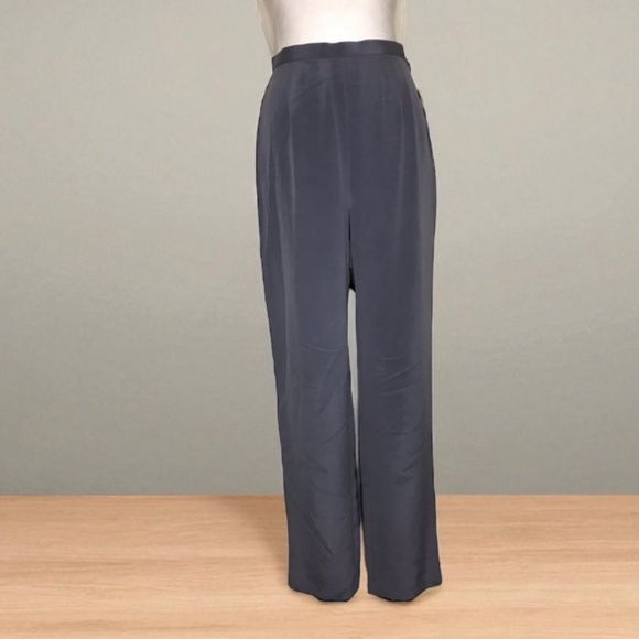 NWT Due Per Due 100% Silk Trousers Size 6 in Grey Blue - Picture 1 of 8